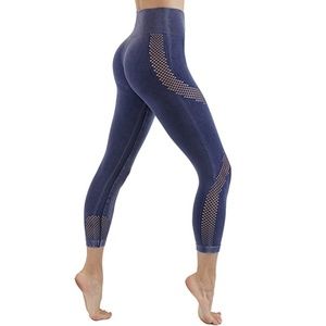 Faded Blue yoga leggings workout pants mesh 27